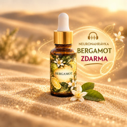 BERGAMOT olejový parfém – lahvička ve zlatém světle s neuronahrávkou Bergamot zdarma