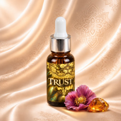 TRUST olejový parfém 10 ml – lahvička s květem máku a jantarovou ambrou na hedvábí