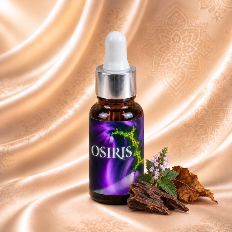 OSIRIS olejový parfém 10 ml – lahvička s oudovým dřevem, tabákem a pačuli na hedvábí